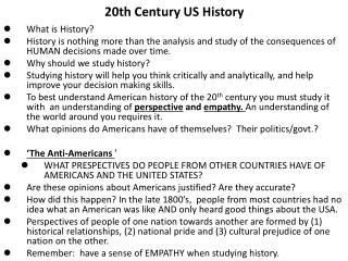 20th Century US History