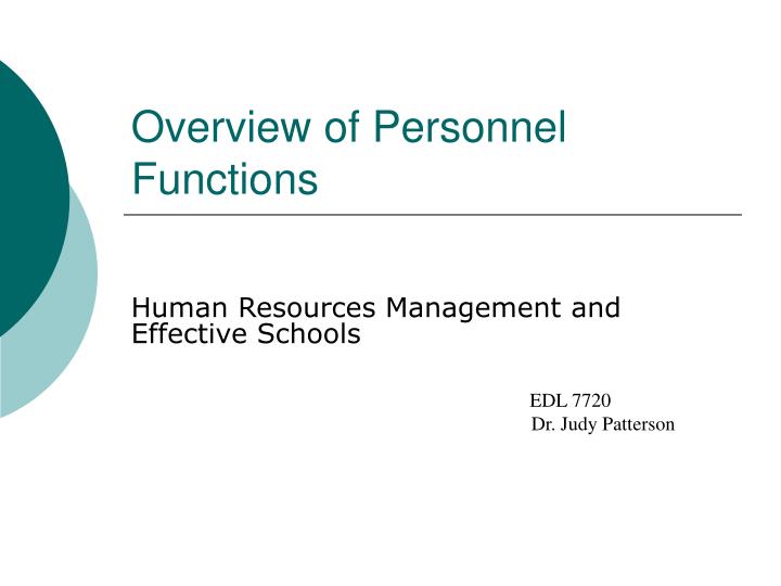 overview of personnel functions