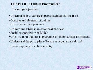 CHAPTER 3 : Culture Environment