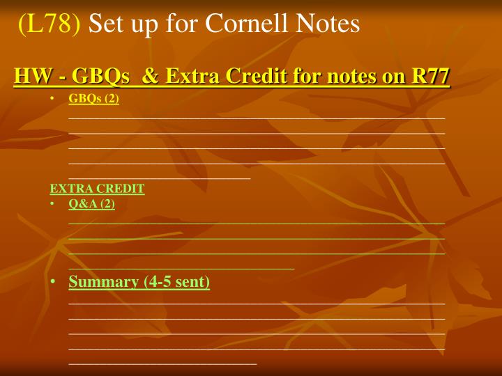 hw gbqs extra credit for notes on r77