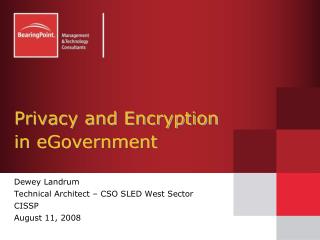 Privacy and Encryption in eGovernment