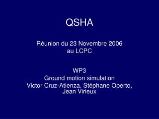 qsha r union du 23 novembre 2006 au lcpc