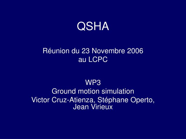 qsha r union du 23 novembre 2006 au lcpc