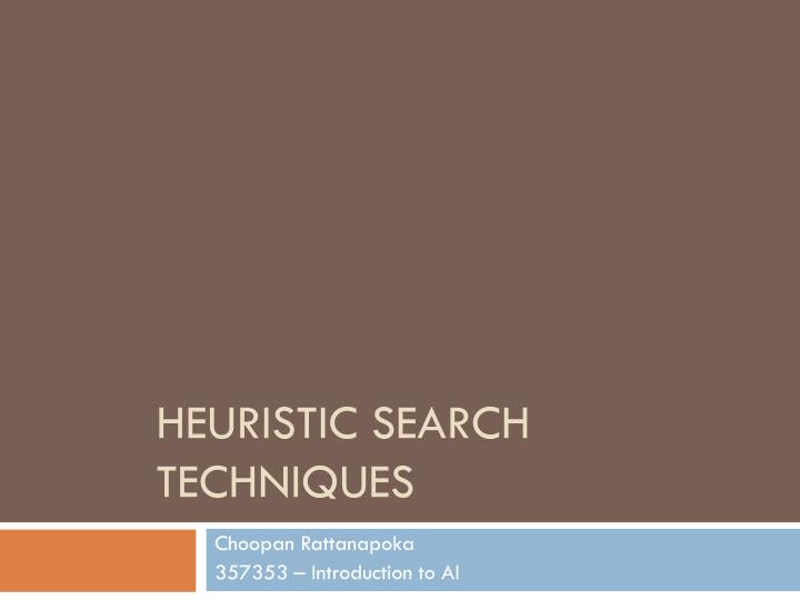 heuristic search techniques