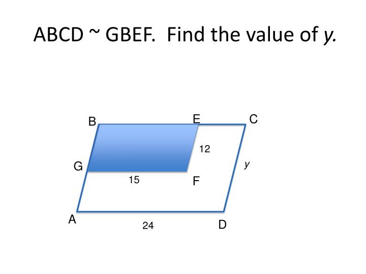 abcd gbef find the value of y