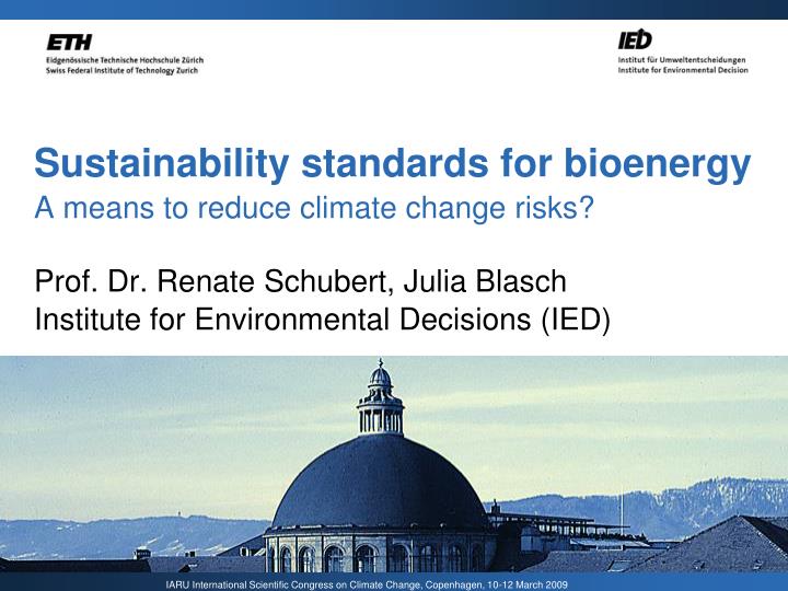 sustainability standards for bioenergy a means to reduce climate change risks