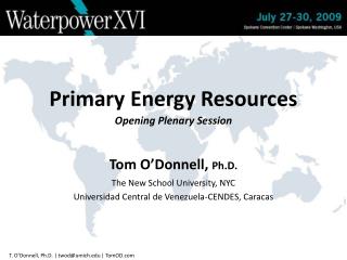 Primary Energy Resources Opening Plenary Session