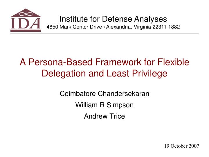 a persona based framework for flexible delegation and least privilege