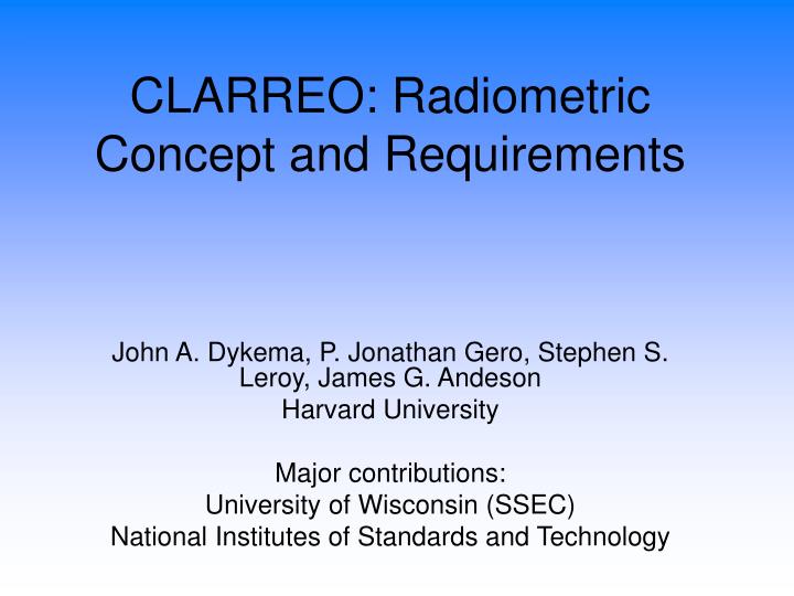 clarreo radiometric concept and requirements