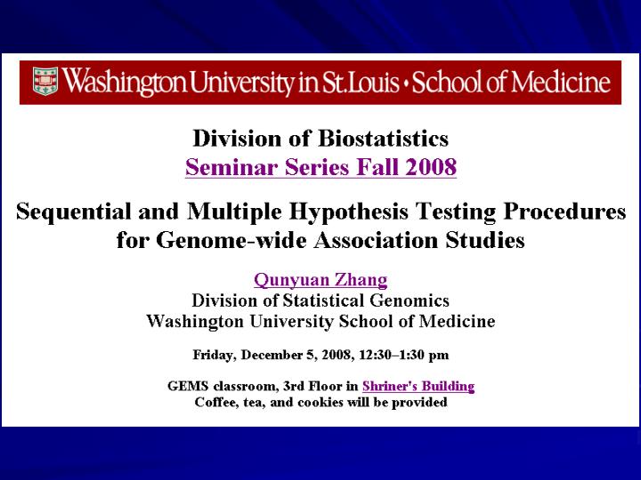 sequential multiple hypothesis testing procedures for genome wide association scans