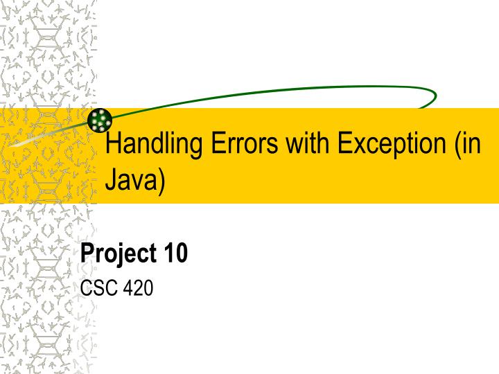handling errors with exception in java