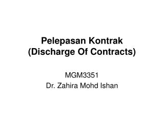 pelepasan kontrak discharge of contracts