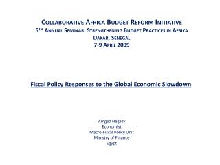 Fiscal Policy Responses to the Global Economic Slowdown
