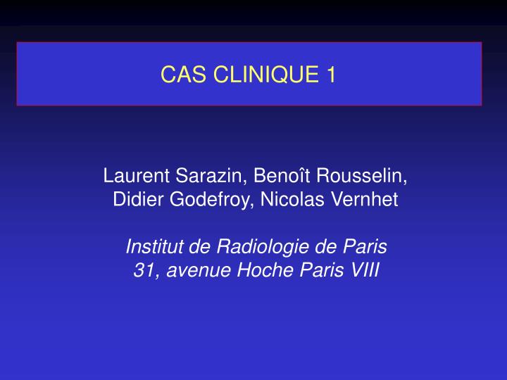 cas clinique 1