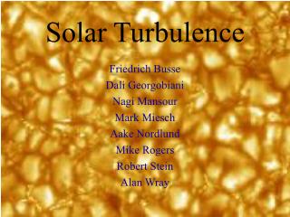 Solar Turbulence