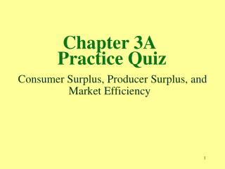 Chapter 3A Practice Quiz Consumer Surplus, Producer Surplus, and Market Efficiency