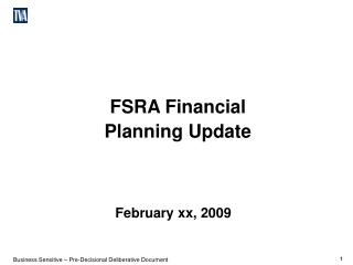 FSRA Financial Planning Update