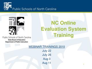 NC Online Evaluation System Training