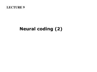 Neural coding (2)