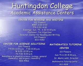 Huntingdon College Academic Assistance Centers