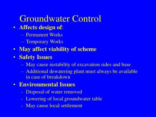 Groundwater Control