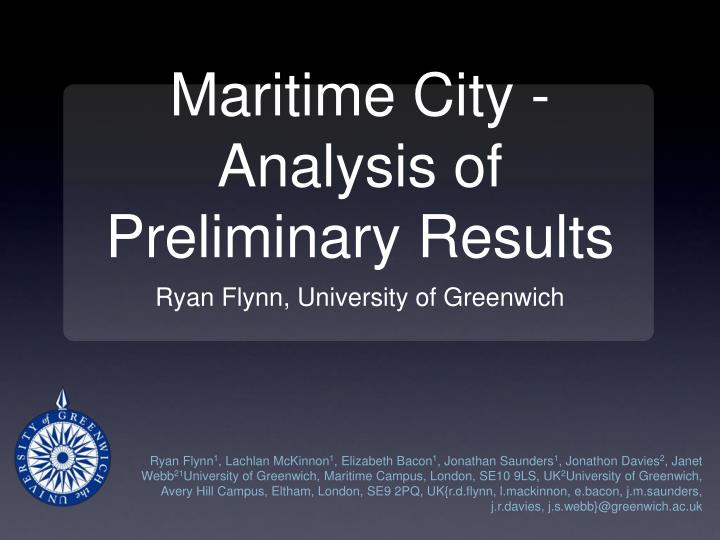 maritime city analysis of preliminary results