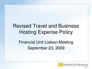 Revised Travel and Business Hosting Expense Policy