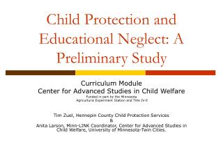 Child Protection and Educational Neglect: A Preliminary Study