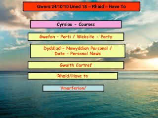 gwers 24 10 10 uned 18 rhaid have to