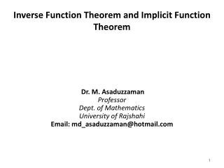 Inverse Function Theorem and Implicit Function Theorem