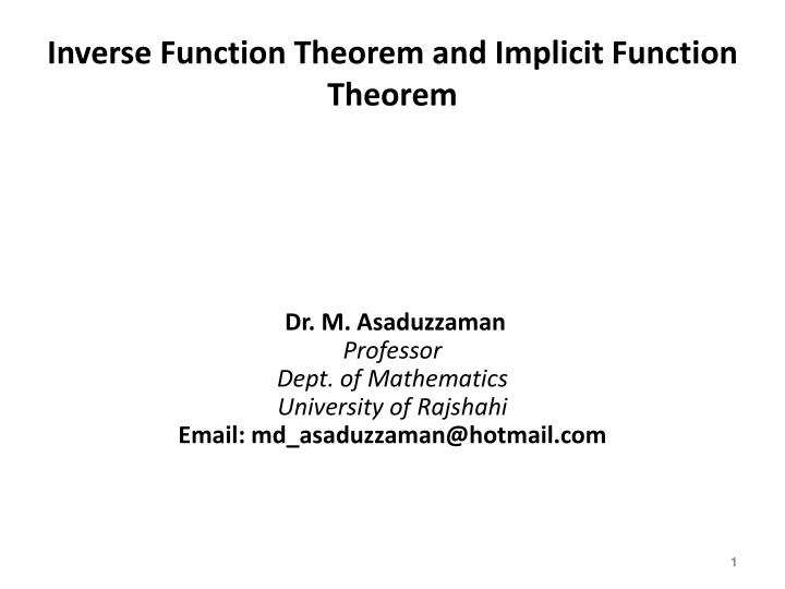 inverse function theorem and implicit function theorem