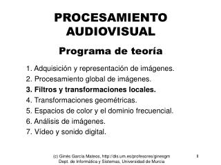 procesamiento audiovisual programa de teor a