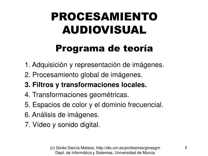 procesamiento audiovisual programa de teor a