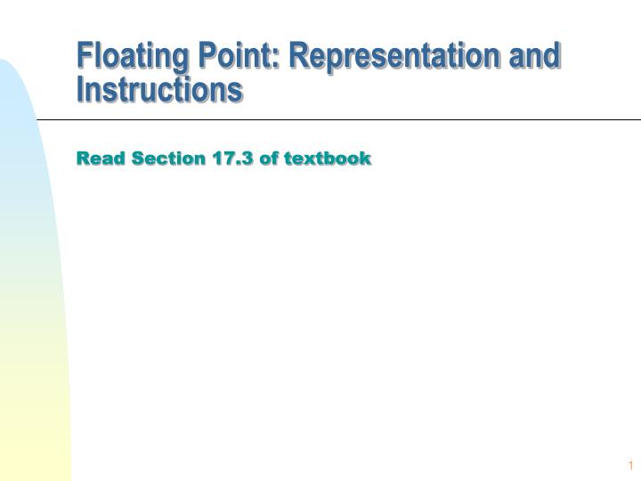 floating point representation and instructions