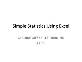 Simple Statistics Using Excel