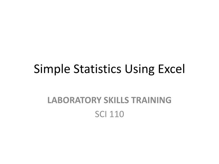 simple statistics using excel