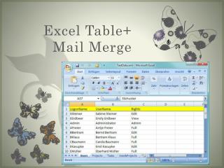 Excel Table+ Mail Merge