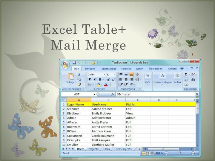 excel table mail merge