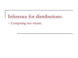 Inference for distributions: - Comparing two means