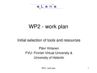 WP2 - work plan
