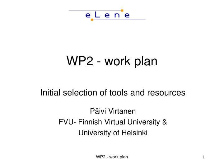 wp2 work plan