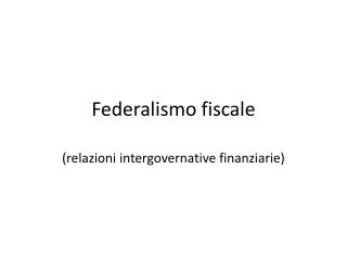 federalismo fiscale