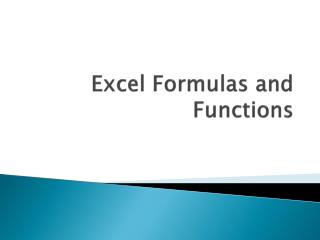 Excel Formulas and Functions