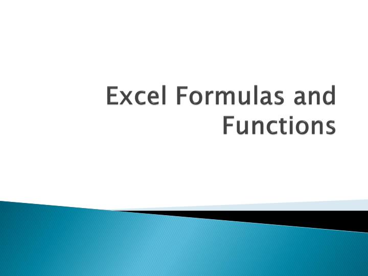 excel formulas and functions