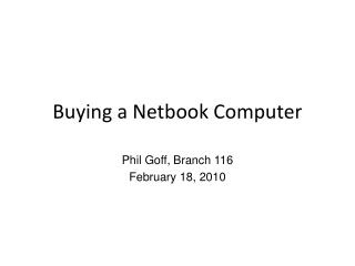 Buying a Netbook Computer