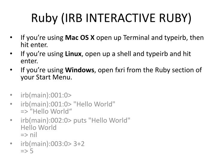 ruby irb interactive ruby