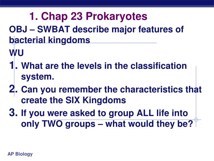 1 chap 23 prokaryotes