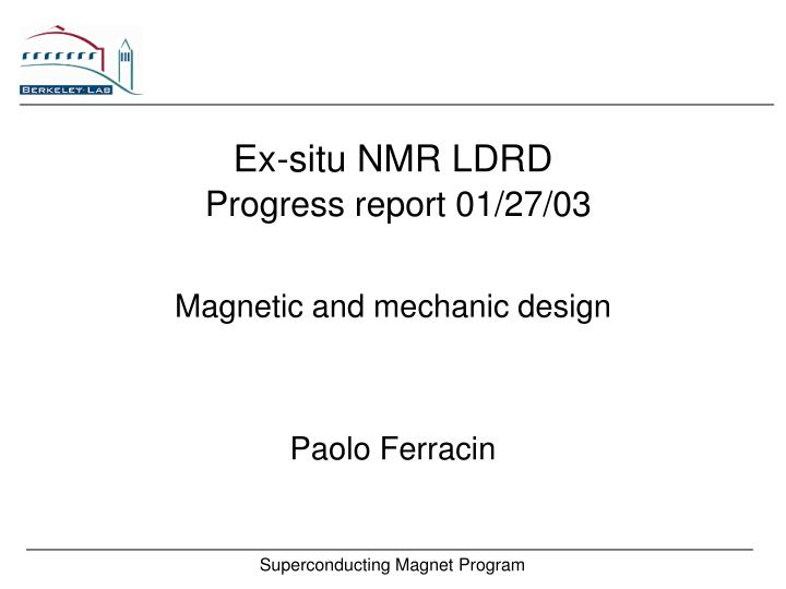 ex situ nmr ldrd progress report 01 27 03