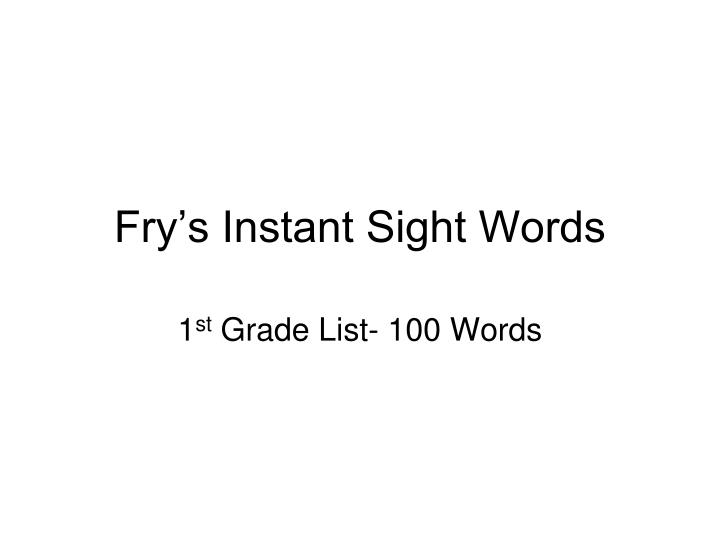 fry s instant sight words