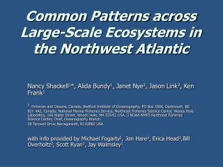 Common Patterns across Large-Scale Ecosystems in the Northwest Atlantic